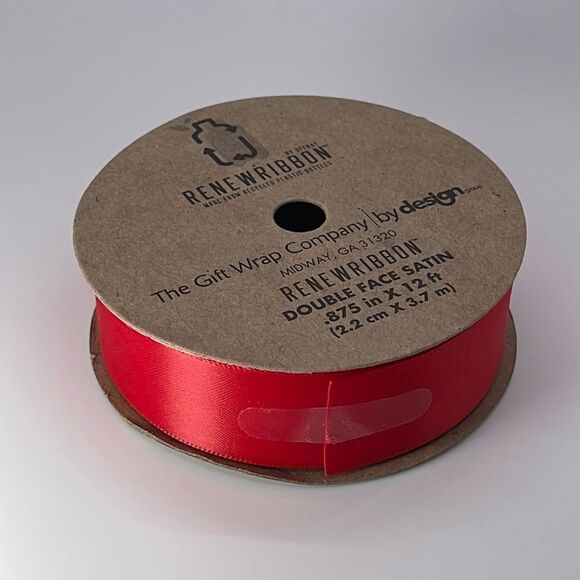 NWT RENEWRIBBON Double Face Satin Ribbon - Red - Picture 2 of 3